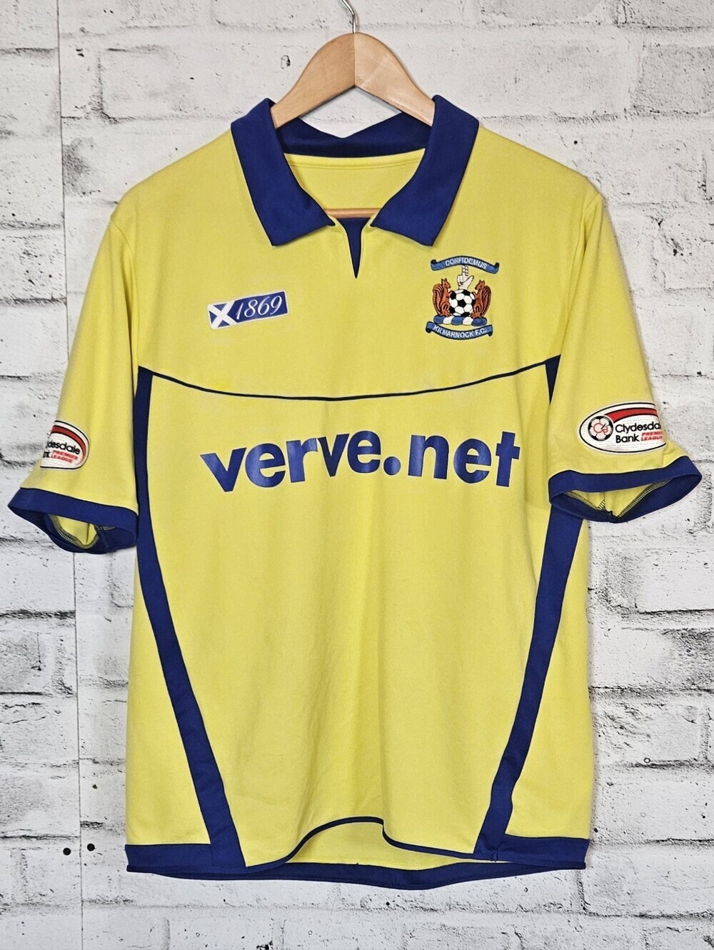 Kilmarnock FC Clancy #2 Away Soccer Jersey Yellow Blue Football Shirt XL